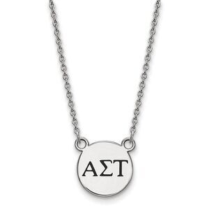 Sterling Silver Alpha Sigma Tau Small Enamel Greek Letters Necklace